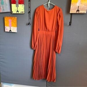 D 21 Flying Tomato Orange pleated maxi Sz L